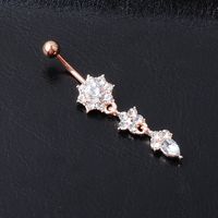New Water Drop Flower-shaped Pendant Diamond Belly Button Piercing Umbilical Jewelry sku image 3