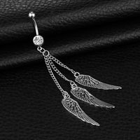 Fashion Wings-shaped Belly Button Ring Alloy Feather Umbilical Nail sku image 1