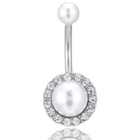 Human Body Piercing Belly Dance Jewelry Inlaid Pearl Round Drill Navel Nail sku image 1