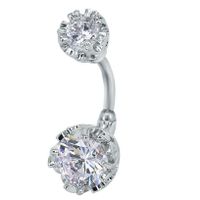 New Piercing Jewelry Round Zircon Navel Ring Navel Nail Wholesale sku image 1