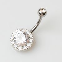 Piercing Jewelry Fashion Inlaid Zircon Round Navel Nail Navel Button sku image 1
