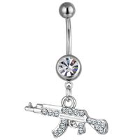 Wholesale Body Piercing Jewelry Gun-shaped Geometric Small Pendant Navel Ring sku image 1