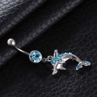 Fashion Piercing Jewelry Diamond Dolphin Alloy Navel Nail sku image 1