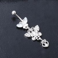 Fashion Piercing Jewelry Bows Diamond-studded Alloy Navel Rings sku image 2