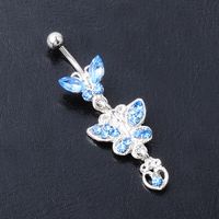 Fashion Piercing Jewelry Bows Diamond-studded Alloy Navel Rings sku image 4