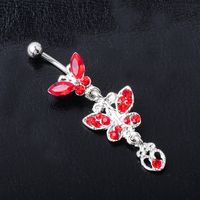 Fashion Piercing Jewelry Bows Diamond-studded Alloy Navel Rings sku image 6