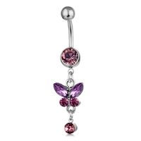 Spot Wholesale European And American Piercing Jewelry Butterfly Strap Belly Button Ring Belly Button Nail sku image 3