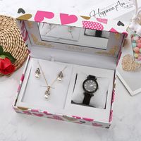 Pearl Rhinestone Pendant Earrings Necklace Ladies Quartz Watch Box Mother's Day Gift sku image 1