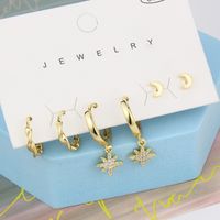 Three-piece Flower Female Simple Heart Shaped Summer Copper Earrings Set sku image 9