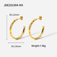 Fashion C Shape Plating Stainless Steel Zircon Gold Plated Earrings sku image 2