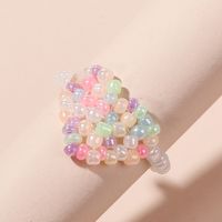 Korean-style Simple Hand-woven Heart Beads Ring Female Wholesale sku image 1