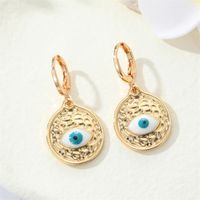 Retro Round Multi-color Devil's Eye Shape Inlaid Zircon Metal Drop Earrings Wholesale sku image 3