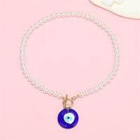 Fashion Retro Pearl  Devil Eye Beaded Resin Collarbone Chain sku image 1