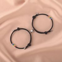 New Fashion Heart Shaped Magnet Stainless Steel Colorful Couple Bracelets sku image 1