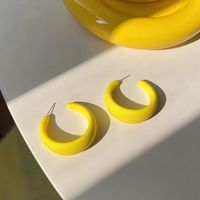 Fashion Yellow New Summer Female Simple Alloy Earrings sku image 6