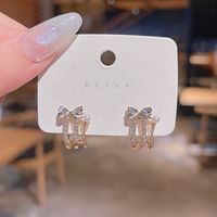 Fashion New Simple Bow Zircon Fashion Alloy Earrings sku image 1