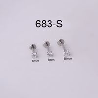 3mm Round Zircon Inner Tooth Lip Nail 6/8/10mm Stainless Steel Piercing Jewelry sku image 2