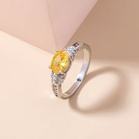 Simple Yellow Gemstone Ring Accessories Creative Micro-set Zircon Copper Ring sku image 1