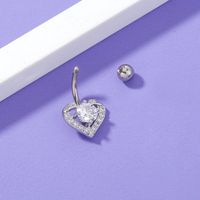 Fashion Copper Zircon Heart-shaped Belly Button Nail Human Body Piercing Jewelry sku image 1