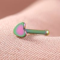 Fashion Straight Stainless Steel Heart-shaped Nose Nails Nose Piercing Ornaments sku image 1