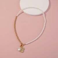 Fashion Baroque Imitation Pearl Letter B Alloy Necklace sku image 1