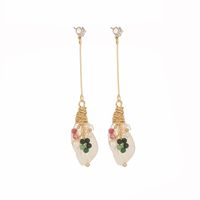 Fashion Long Tassel Korean Style Retro Baroque Pearl Earrings sku image 1