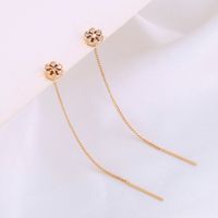 Simple New Gold Hexagonal Copper Inlaid Zircon Pendant Tassel Earrings main image 5