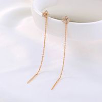 Simple New Style Micro-set Zircon Crown Shape Pendant Pierced Tassel Copper Earrings main image 3