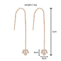 Simple New Style Micro-set Zircon Crown Shape Pendant Pierced Tassel Copper Earrings main image 9