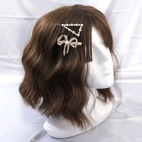 2 Piece Fashion Golden Vintage Pearl Rhinestone Bow Triangle Women's Hair Clip Set main image 5