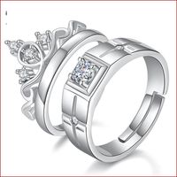 Korean Couple Ring Men And Women Crown Copper Ring Wholesale main image 1