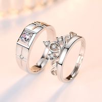 Korean Couple Ring Men And Women Crown Copper Ring Wholesale main image 4