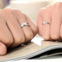 Korean Copper Plated Platinum Zircon Hollow Heart Open Couple Ring main image 5