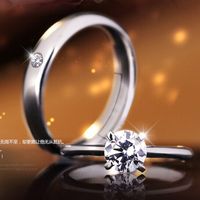 Couple Copper Silver-plated Open Ring Fashion Three-dimensional Zircon Ring main image 3
