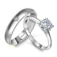 Couple Copper Silver-plated Open Ring Fashion Three-dimensional Zircon Ring main image 6