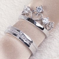 New Fashion Female Crown Couple Copper Silver Plated Ring Wholesale main image 3
