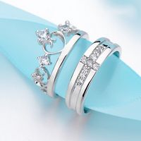 New Fashion Female Crown Couple Copper Silver Plated Ring Wholesale main image 5