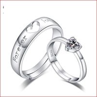Heart-shaped Opening Couple Tanabata Gift Copper Ring Jewelry Wholesale main image 1