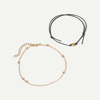 Fashion Woven Diy Heart Metal Chain Red Rope Anklet Set main image 6