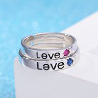 Letter Simple Jewelry Fashion Inlaid Men And Women Couple Copper Rings main image 3