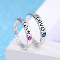 Letter Simple Jewelry Fashion Inlaid Men And Women Couple Copper Rings main image 4