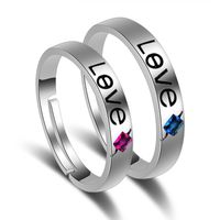 Letter Simple Jewelry Fashion Inlaid Men And Women Couple Copper Rings main image 6