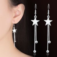 Fashion Star Pattern Small Ball Tassel Copper Ear Hook Earrings Wholesale main image 1