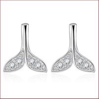 Cadeaux De Boucles D&#39;oreilles En Cuivre Simples Pour Femmes En Queue De Poisson Cloutées De Diamants main image 1