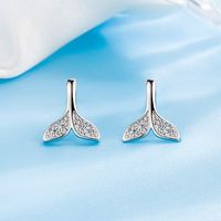 Fashion Diamond-studded Fishtail Female Simple Copper Earrings Gifts main image 3