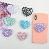 Solid Color Glitter Drop Glue Retractable Airbag Bracket Heart-shaped Multi-function main image 1