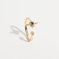 Simple Constellation Shape Copper Plated 14k Real Gold Open Ring main image 4