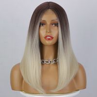 Ladies Wigs Lace In The Gradient Color Long Straight Hair Wigs Chemical Fiber Headgear main image 4