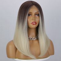 Ladies Wigs Lace In The Gradient Color Long Straight Hair Wigs Chemical Fiber Headgear main image 6