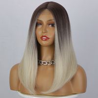 Ladies Wigs Lace In The Gradient Color Long Straight Hair Wigs Chemical Fiber Headgear main image 7